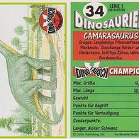 Sammelkarte Dinosaurier Nr. 34 Camarasaurus