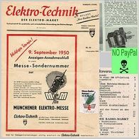 Elektro-Technik. Fachzeitschrift 1950, Messe Sonderausgabe,