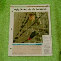 Käfig für mittelgroße Papageien - Infokarte über