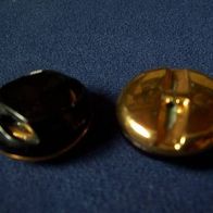 2 Kunststoff Knöpfe Gold Schwarz D=25mm Knopf
