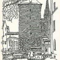 93047 Regensburg Römerturm am alten Kornmarkt Künstlerkarte von Alois Schaller