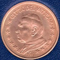 2 Cent Vatikan 2002 Euro-Kursmünze mit Papst Johannes Paul II