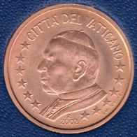 5 Cent Vatikan 2002 Euro-Kursmünze mit Papst Johannes Paul II