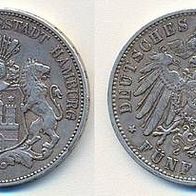Hamburg Silber 5 Mark 1903 J Stadtwappen / Reichsadler, J. 65, ss+
