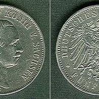 Deutschland Silber 5 Mark Sachsen 1908 E König Friedrich August III.(1904-1918)