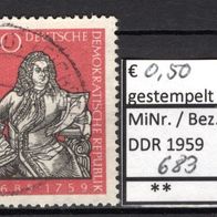 DDR 1959 200. Todestag von Georg Friedrich Händel MiNr. 683 gestempelt -1-