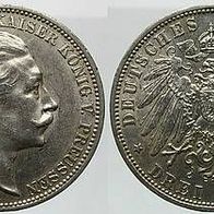 Preußen 3 Mark 1912 A, Kaiser Wilhelm II. (1888-1918) f. vz