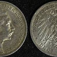 Preußen 3 Mark 1910 A, Kaiser Wilhelm II. (1888-1918) ss+