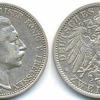 Preußen Silber 2 Mark 1905 A, Kaiser Wilhelm II. (1888-1918) J. 102