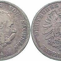 Sachsen Silber 2 Mark 1876 E, König Albert (1873-1902)