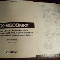 Onkyo Receiver TX-2500 MKII - Bedienungsanleitung Service Manual + orig. Schaltplan !