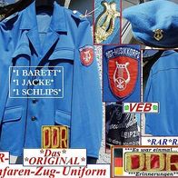 DDR * Militaria * Fanfaren-Zug-Uniform * 1 Jacke * 1 Barett * 1 Schlips * Orig.-VEB