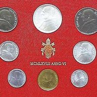 Vatikan 688 Lire Kursmünzensatz komplett 1968 Papst PAUL VI. (1963-1978)