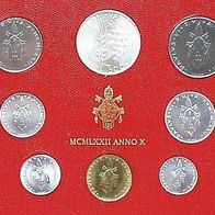 Vatikan 688 Lire Kursmünzensatz komplett 1972 Papst PAUL VI. (1963-1978)