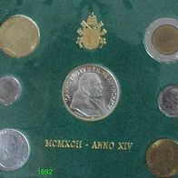 Vatikan 1880 Lire Kursmünzensatz komplett 1992 Johannes PAUL II. (1979-2005)
