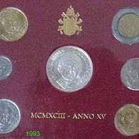 Vatikan 1880 Lire Kursmünzensatz komplett 1993 Johannes PAUL II. (1979-2005)