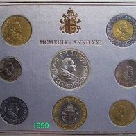 Vatikan 2880 Lire Kursmünzensatz komplett 1999 Johannes PAUL II. (1979-2005)