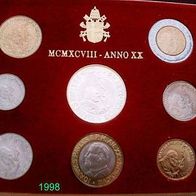 Vatikan 2880 Lire Kursmünzensatz komplett 1998 Johannes PAUL II. (1979-2005)