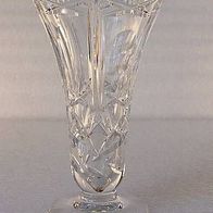 Kristallglas - Fuß-Vase , Schliff mit Kreisen und Kreuzen , Vase Nr. 6