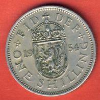 Großbritannien 1 Shilling 1954 Wappen von Schottland