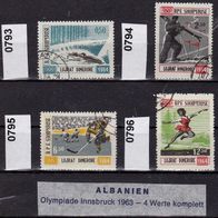 Albanien Mi. Nr. 793 + 794 + 795 + 796 Olympische Winterspiele 1964, Innsbruck o <