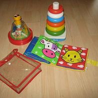 tolle Ringpyramide Chicco + Kreisel Chicco + Knisterbuch von simba baby