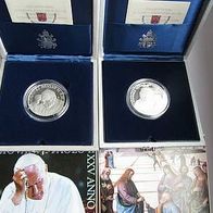 Vatikan Silber-Set 5 + 10 Euro 2003 Papst JOH. PAUL II. 25 Jahre Pontifikat