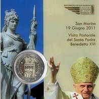San Marino 2 Euro Münzkarte/ Coincard 2011, Visite Papst Benedikt XVI