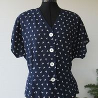 Wie neu: Bluse Gr. 40 dunkelblau weißes Muster Bluse Tunika Sommer Streublümchen