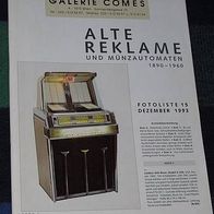 Alte Reklame und Münzautomaten 1890-1960, Katalog Galerie Comes 1993
