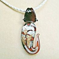 Kette Krokodilanhänger 6,7 x 2,7 cm, Muranoglas-Stil, L. 46 cm, unbenutzt + neuwertig
