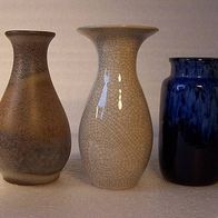 Drei Keramik - Vasen , 70ger Jahre