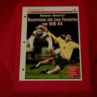 WM 1994: Freundschaftsspiel Deutschland - Brasilien / Infokarte über...