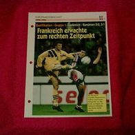 EM 1996: Qualifikationsspiel Frankreich - Rumänien / Infokarte über...