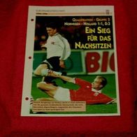 EM 1996: Qualifikationsspiel Norwegen - Holland / Infokarte über...