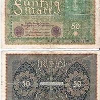 Reichsbanknote 50 Mark, Reihe 1 v. 24. Juni 1919, Zustand für das Alter sehr gut