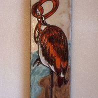 Ruscha - Keramik Wandplatte / Wandbild - " Flamingo " - 60/70er J. * **
