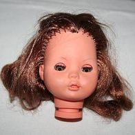 Zapf" Puppenkopf mit halblangem braunem Haar und Schlafaugen