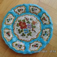 Keramik Sammelteller mit Blumenmuster - handbemalt