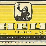 ALT ! DDR Bieretikett Stadtbrauhaus † 1976 Eisfeld Lkr. Hildburghausen