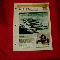 MiG-17 "Fresco" (Mikojan-Gurewitsch) - Infokarte über