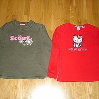 Mädchen Pullover Echt Scout Gr. 128 134 + Langarm Shirt H&M Hello Kitty Gr. 128