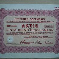 Aktie Stettiner Oderwerke Schiff- u. Maschinenbau 1.000 RM 1932