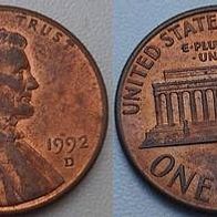 USA, Vereinigte Staaten 1 Cent 1992 D ## D