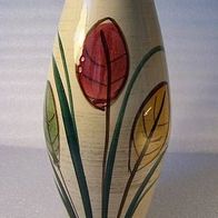 Handbemalte Keramik Vase mit Blätter und Gräser -Dekor; 70ger Jahre * **