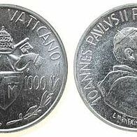 Vatikan Silber 1000 Lire 1981JOH. PAUL II. (1979-2005) Päpstl. WAPPEN