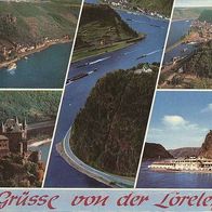 alte AK Grüsse von der Loreley 1976, St. Goarshausen, St. Goar, Burg Katz