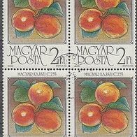 BM005) Ungarn Mi. Nr. 3848A Viererblock gest. Aprikosen
