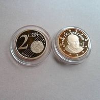 Vatikan 2008 2 Euro-Cent PP in Münzkapsel