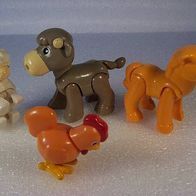 Vier Kunststoff- Figuren : " Bauernhof-Tiere "